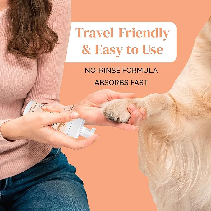 Foam Dog Paw Cleaner - 1.7 Fl Oz of Alcohol Free Foaming Paw Sanitizer Spritz - Made with Coconut, Aloe, Copaiba Oil, and Lemongrass Oil to Nourish and Clean Paws - Made in The USA