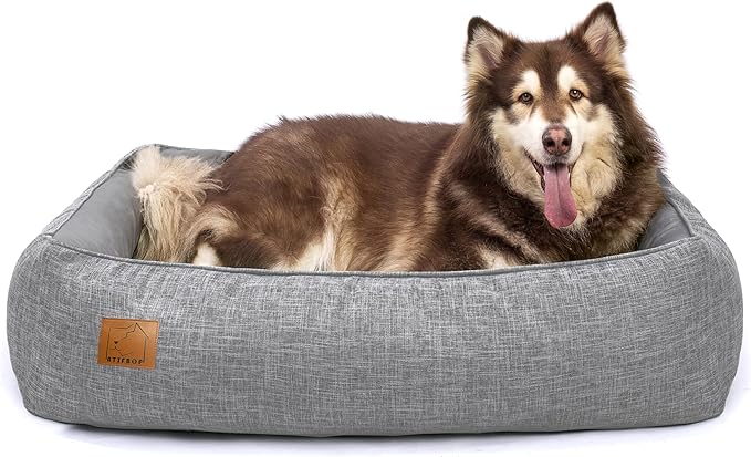 Orthopedic Dog Bed for Large Dogs, Memory Foam Dog Sofa with Waterproof & Washable Cover, Cooling Energy Gel. Couch, Pain Relief Soft Couch Pet Bed (46x38x12 inch, Grey)
