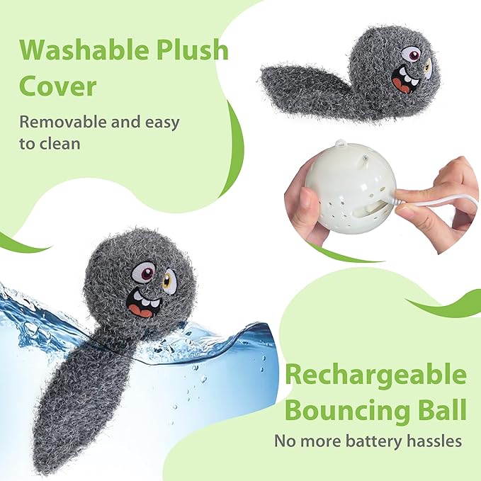 PETGEEK Interactive Dog Ball Toy, Automatic Dog Toys with Music and Recording, Rechargeable Vibrating Dogs Ball for Small/Medium/Large Sizes, Enrichment Toy for Doggy to Keep Them Busy (Brown)