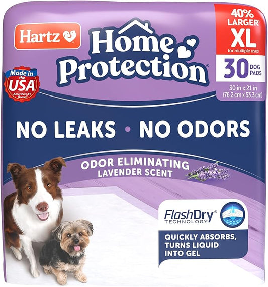 Hartz Home Protection Lavender Scented USA Made Dog Pads, XL 30 count, Super Absorbent & Won't Leak, Odor Eliminating