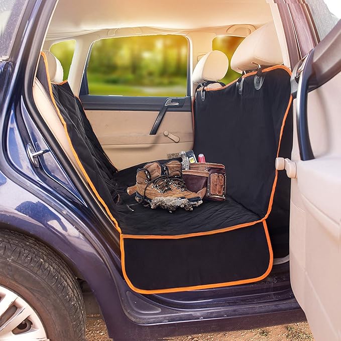 Doggie World Dog Car Seat Cover for Back Seat for XL Cars, SUVs & Trucks - Durable Car Cover Protector for Dogs, Nonslip Backseat Dog Hammock, Waterproof Scratchproof Protection Against Dirt, Pet Fur