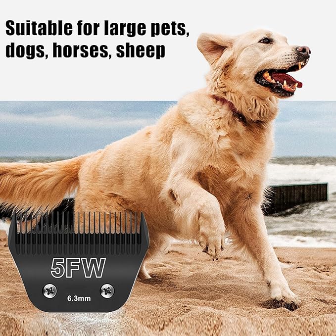 Detachable Pet Dog Grooming Wide Blades-Size 7FW+5FW+4FW Dog Grooming Wide Blade，Compatible with Most Andis,Oster A5,Wahl km10 Clippers -Black