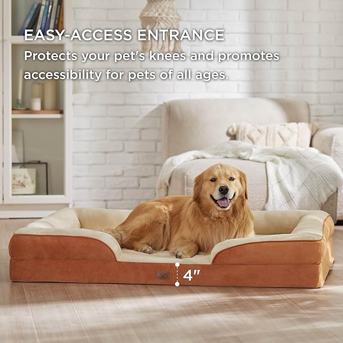 Bedsure XXL Orthopedic Dog Bed for Extra Large Dogs - Washable Giant Dog Cat Bed Waterproof, Comfort Dogs Couch Sofa with Washable Removable Cover, Pet Bed with Nonskid Bottom, Ember Clay, 52"