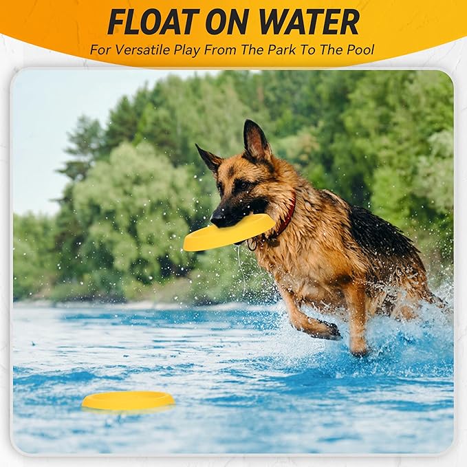 Dog Discs Toy, Durable Flying Discs for Throwing Catching, Durable for Aggressive Chewers, Water Floating Dog Toys, Swimming Training, Medium Large Breeds, Yellow