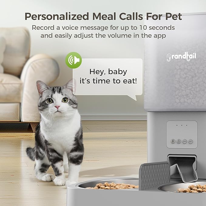 WiFi Automatic Cat Feeder with App - 6L Elevated Smart Food Dispenser for 2 Pets, Programmable 1-10 Meals, 2 Stainless Bowls & Dual Power