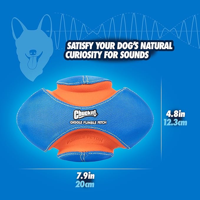 Chuckit! Giggle Fumble Fetch Ball Dog Toy (7.9 Inch Diameter) Giggle Sounds Dog Toy (No Batteries Required), for All Breeds