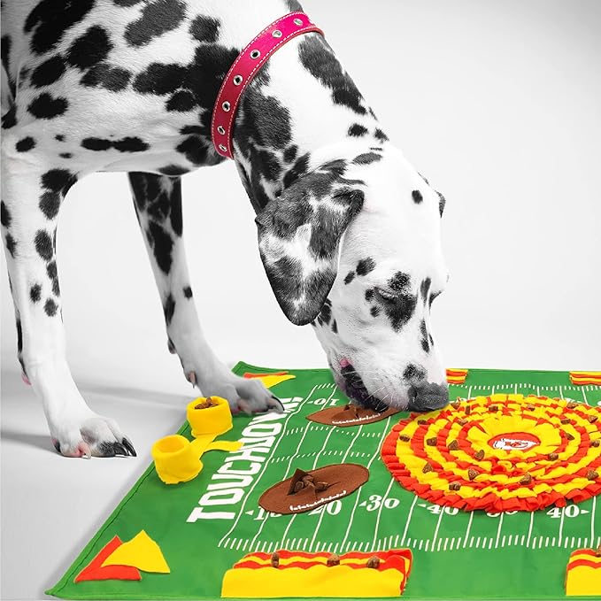 NFL Kansas City Chiefs Dog Snuffle Mat – Interactive Pet Slow Feeder, Football Field Design Food Puzzle Toy for Dogs & Cats, Foraging Activity Mat for Smarter Feeding