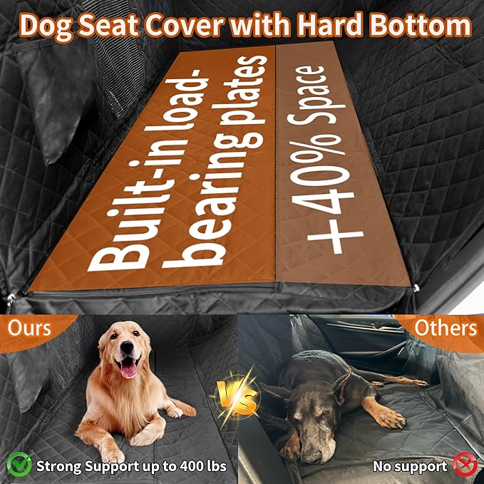 Dog Car Seat Cover Waterproof Hammock - Nonslip Pet Seat Protector for Back Seat,Compatible with Cars | Trucks | SUVs,Heavy Duty 600D Oxford