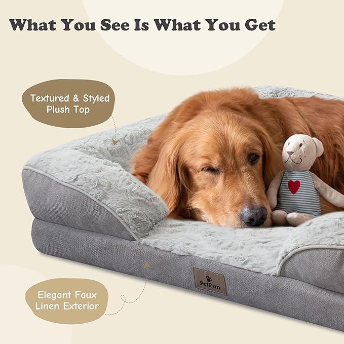 XXL Orthopedic Dog Bed - Washable Dog Sofa Beds for Giant Dogs, Supportive Foam Pet Couch Bed with Removable Washable Cover, Waterproof Lining and Nonskid Bottom