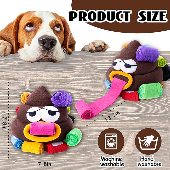 Upgrade Poop Interactive Snuffle Dog Toys Snuffle Ball for Dogs Small Medium Large Breed,Dog Puzzle Toys Slow Feeder Treat Ball for Boredom,Squeaky Pet Snuffle Mat Enrichment Toys
