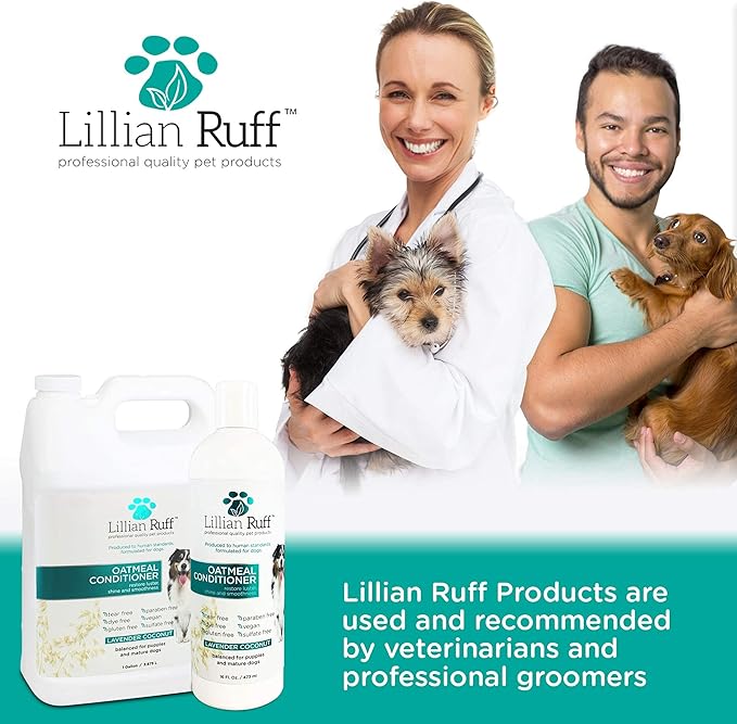 Lillian Ruff Calming Oatmeal Pet Conditioner for Dry Skin & Itch Relief with Aloe & Hydrating Essential Oils - Replenish Moisture & Deodorize - Dog Conditioner Normal/Sensitive Skin (Gallon & Pump)