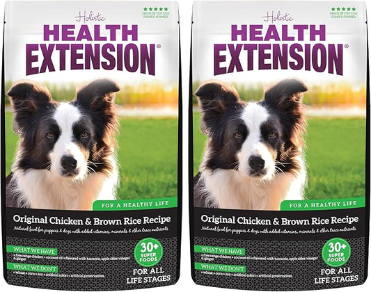 Health Extension Original Chicken & Brown Rice Dry Dog Food (4 lb / 1.81 kg) - Protein-Packed Formula with Probiotics, Omega 3 for Holistic Health in Dogs of All Life Stages (Pack of 2)