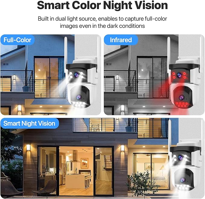 VSTARCAM 3MP+3MP Dual-Lens Outdoor Security Camera Wireless, 2K, 360° View, Color Night Vision, PIR Motion Detection, Spotlight Siren Alarm, 2-Way Talk, IP66 Weatherproof, Cloud/SD Storage