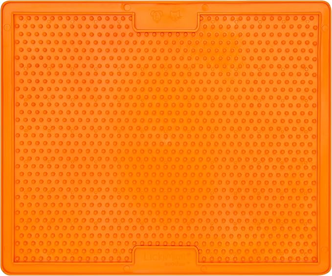 LickiMat X Large Breed Soother Dog Lick Mat, Dog Calmer, Slow Feeder, Anxiety Reliever Alternative to Puzzle Toys, Slow Feeding Bowls. Use Peanut Butter, Wet, Raw, Mixed Food, Healthy Treats - Orange