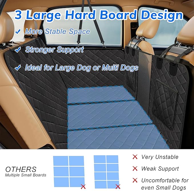 Dog Car Seat Cover, Back Seat Cover for Dogs-Supports 400lb, Waterproof Dog Cars Seat Cover-Back Seat Pet Cover for Car SUV & Trucks, Pet Hammock for Car- Seat Cover for Dogs (2 Pack Black)
