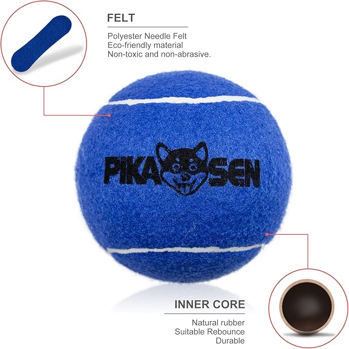 Dog Squeaky Tennis Balls for Pet Playing in 3 Sizes Premium Strong Dog & Puppy Balls for Training, Play, Exercise The Easiest Color for Dogs Red Yellow Blue (Small-12pack)