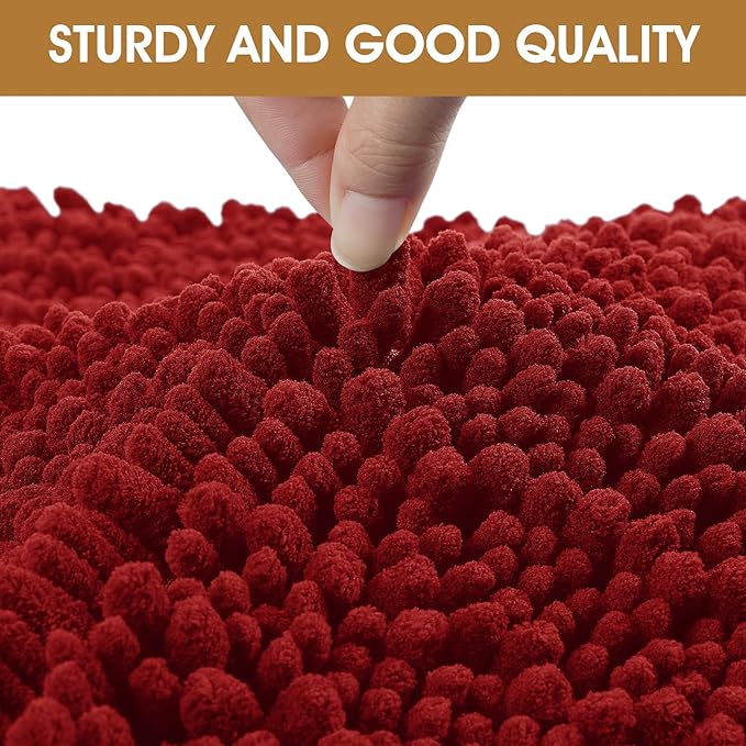 IM HOME 36" x 24" Red Dog Door Mats for Muddy Paws, Chenille Absorbent Dog Mat, Non Slip Heavy Mud Mat for Dogs, Soft Pet Bed Mat for Entryway, Mud Paws, Inside Floor