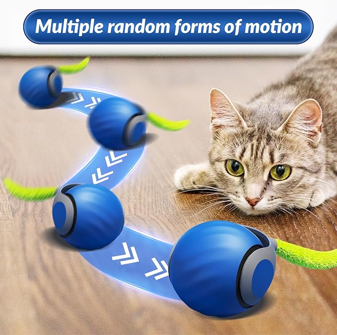 Speedy Tail 2.0 Interactive Cat Toy, 2025 Smart Rolling Ball for Pets, Automatic Motion Plaything for Cats and Dogs, Self-Moving Orange & Blue Pet Play Ball