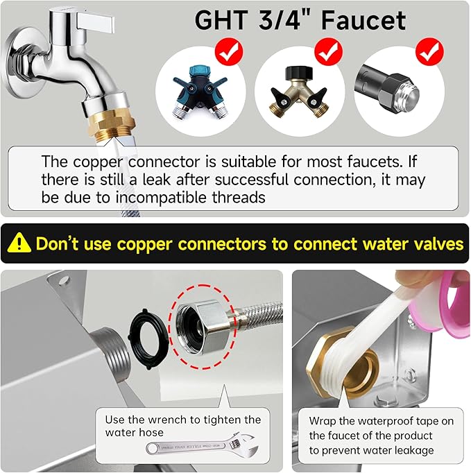 Automatic Water Dispenser for Dogs, 3L /101 oz 304 Stainless Steel Dog Water Feeder, Auto-Fill Large Waterer for Pets & Livestock, Outdoor Dog Water Bowl, Wide Mouth, Anti-tip, Easy to Clean