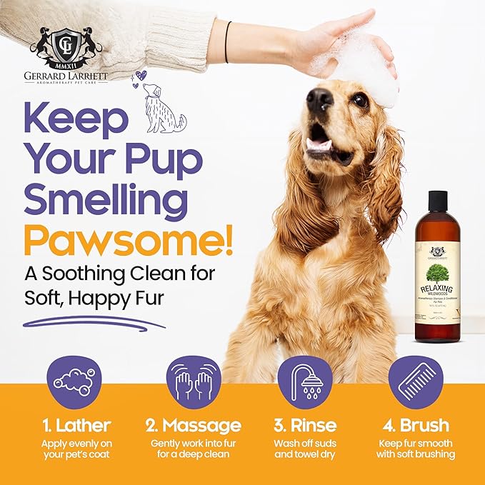 Dog Shampoo and Conditioner Relaxing Wildwoods 16 Fl Oz - Dog Shampoo Itchy Skin Relief, Aromatherapy Natural Dog Shampoo for Smelly Dogs with Aloe Vera & Oatmeal Shampoo for Dogs by Gerrard Larriett