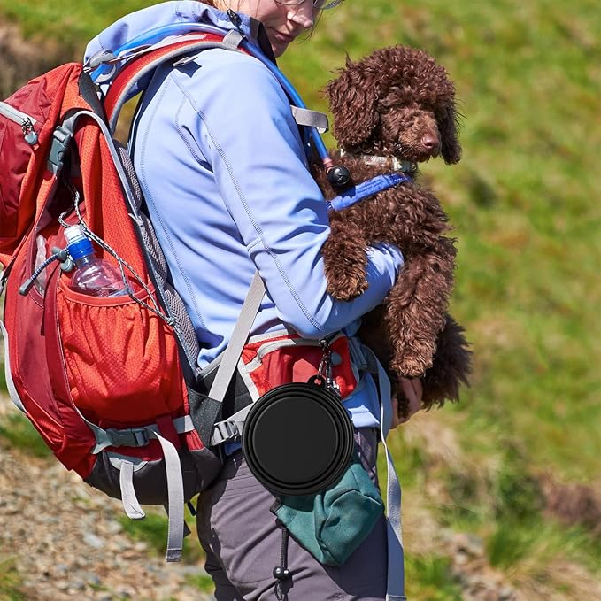 3 Pack Collapsible Dog Bowl Travel Portable Pet Bowls [20oz,600ml],Expandable Foldable Food Water Feeding Dishes for Traveling Hiking Walking,with Carabiners [Black,Blue,Green]