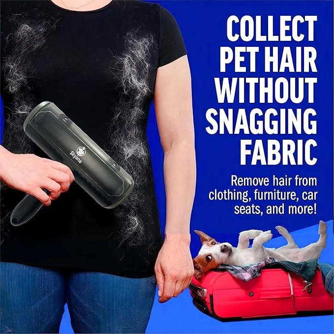 Skyana Pet Hair Roller Brush, Reusable Fur Removal Tool,Self-Cleaning Lint Roller for Dogs and Cats.Hair Removal for Fourniture,Couch,Carpet,Clothing,and Bedding (Black)