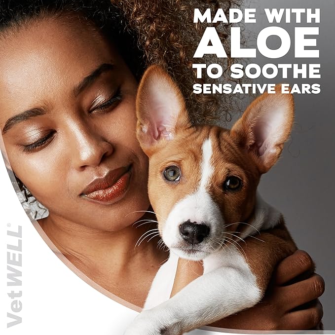 VetWELL Ear Cleaner for Dogs and Cats - Otic Rinse for Infections and Controlling Ear Infections and Odor in Pets - 8 oz (Sweet Pea Vanilla)