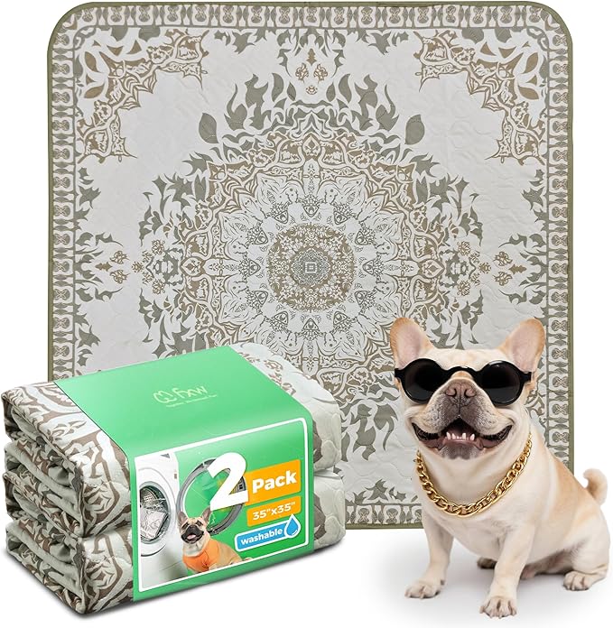 FXW Washable Pee Pads for Dogs, Puppy Pads with Super Absorbent, Specifically Designed for Potty Training, 35" Square, Boho, 2 Packs