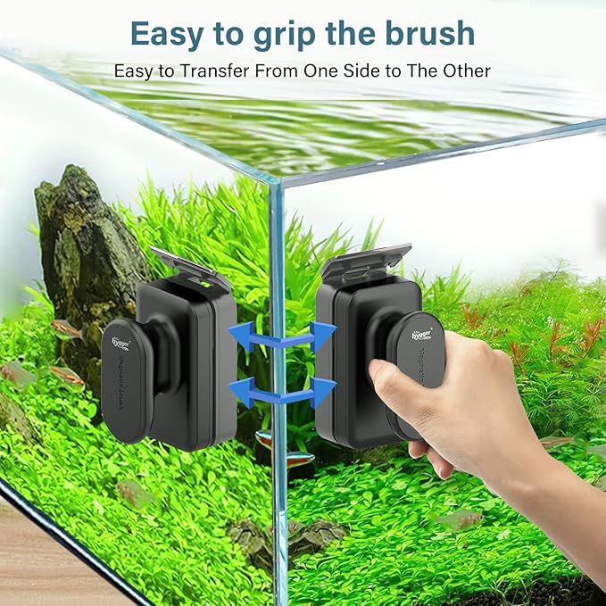 hygger Aquarium Magnetic Glass Clean Tool, Algae Scraper for 0.2-0.6 Inch Thick Fish Tank Floating Scrubber Brush with Two Detachable Blades (S)
