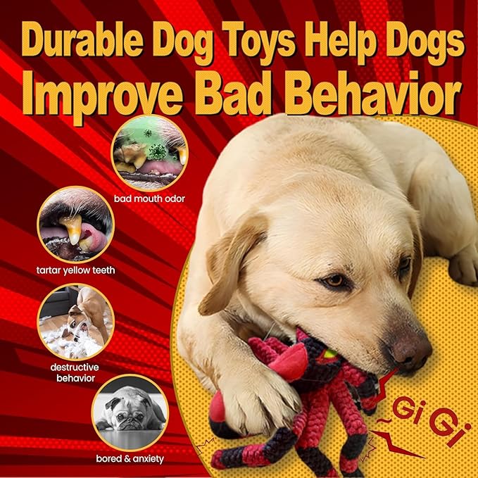 LEGEND SANDY Large Dog Toys to Keep Them Busy, Interactive Dog Toys, Squeaky Crinkle Tug of WarPuppy Toy