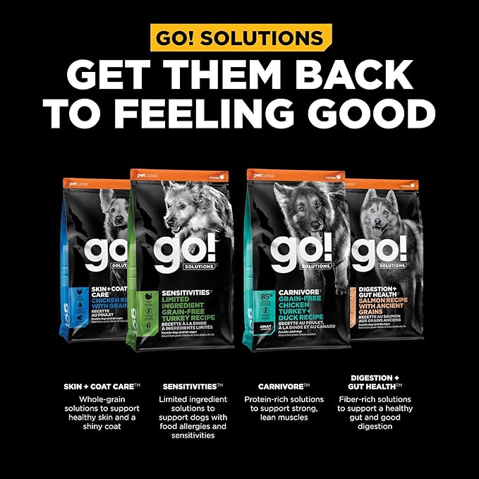 Go! Solutions Weight Management + Joint Care, Grain-Free Dry Dog Food, Salmon Adult and Senior Recipe, 12 lb Bag