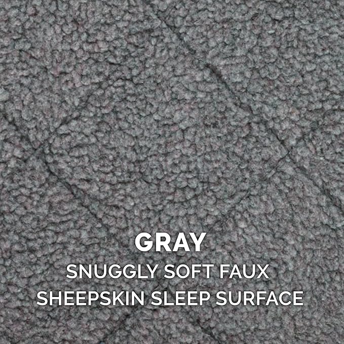 Furhaven Dog Bed for Extra Small Dogs & Indoor Cats, 100% Washable, Sized to Fit Crates - Sherpa Fleece Bolster Crate Pad - Gray, Extra Small