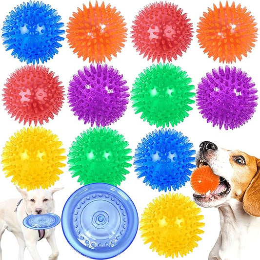12 Pack Squeaky Dog Toys,2.5" Spiky Dog Balls,TPR Rubber Puppy Toys for Aggressive Chewers,Puppy Chew Toys Cleans Teeth and Gum Health,Squeaky Dog Balls for Small Medium Large Pet Dog Toys