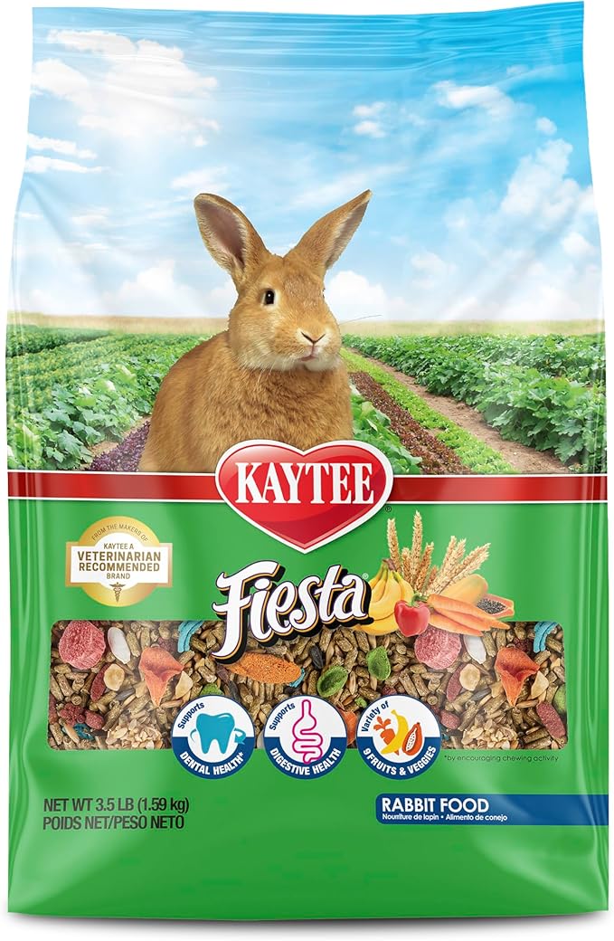 Kaytee Fiesta Rabbit Food, Nutritious and Fun Blend, Supports Dental Health and Digestion, 3.5 pounds