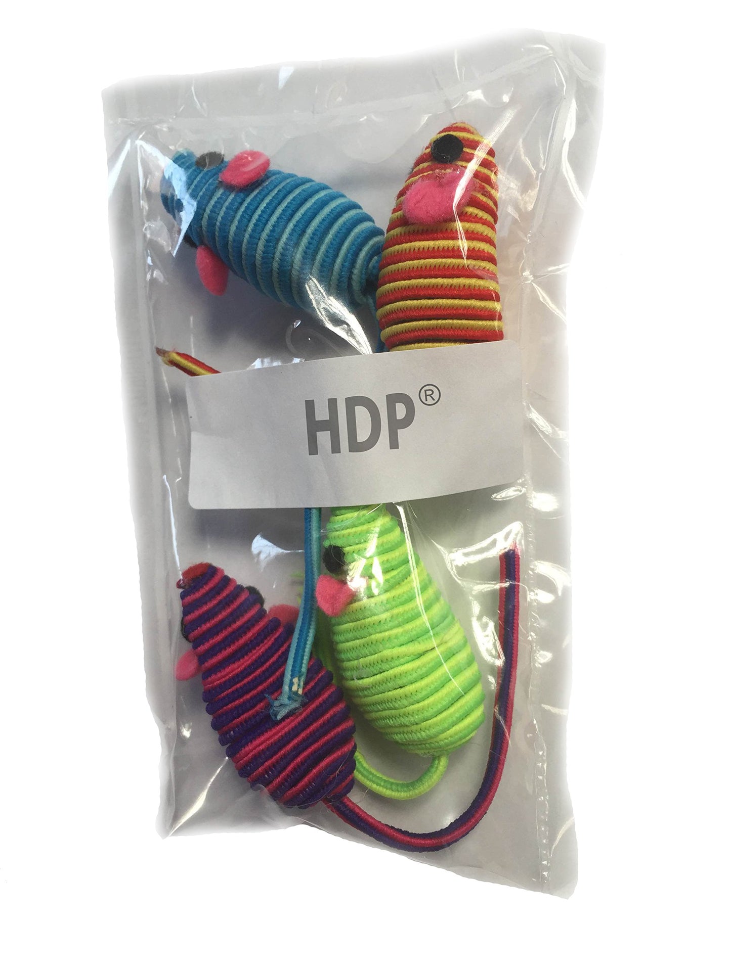 HDP Hypno Mice: Cat Toy, Pack of 16, Original, Multicolor, 3 Inches, Interactive, Striped, Swirled, Bouncy with Internal Rattles