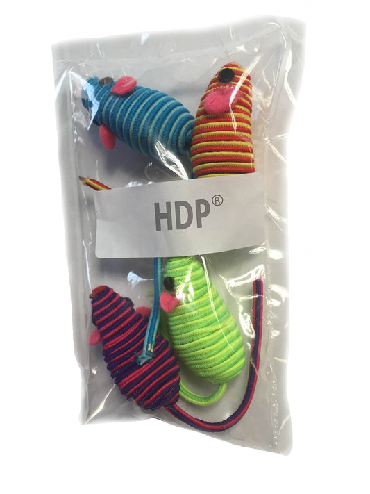 HDP Hypno Mice: Cat Toy, Pack of 16, Original, Multicolor, 3 Inches, Interactive, Striped, Swirled, Bouncy with Internal Rattles
