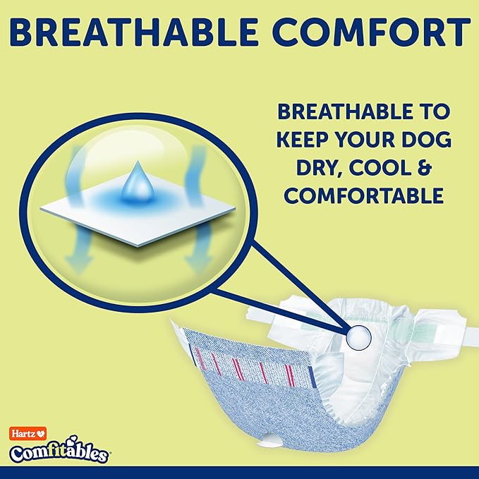 Hartz Disposable Dog Diapers, Size M 32 count, Comfortable & Secure Fit, Easy to Put On