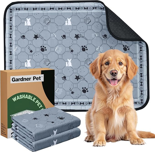 Gardner Pet Washable Dog Pee Pads,18'' x 24'' Non Slip Dog Mats with Great Urine Absorption, Reusable Puppy Pee Pads for Potty Training, 2 Pack