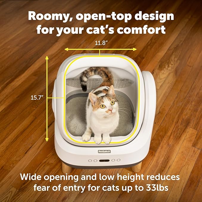 PetSafe ScoopFree OpenSky Automatic Self-Cleaning Cat Litter Box – Advanced Odor Control – App Controlled with Health Monitoring – Works with Any Litter – Up to 2 Weeks of Hands-Free Cleaning