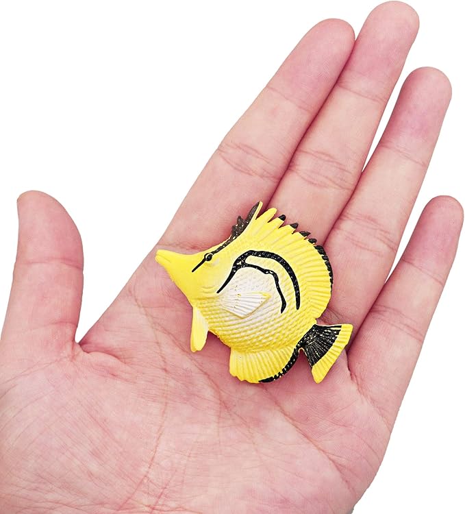 HAPTIME 12PCS Tropical Fish Toys Set, Pastic Cute Sea Life Creatures Learning Educational Toy Party Favors for Boys, Girls, Kids