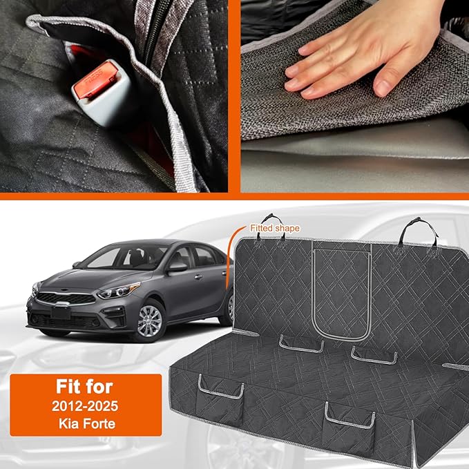Dog Car Seat Cover Compatible with Kia Forte 2012-2025, Waterproof Pet Bench Seat Cover for Back Seat, 600D Heavy Duty Scratch Proof Nonslip Truck Seat Covers for Dogs