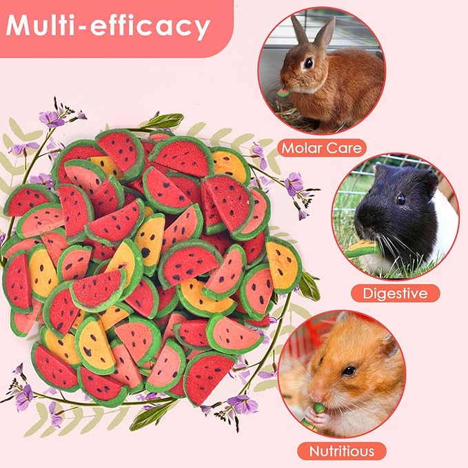 KATUMO Rabbit Chew Toys, 200g / 7oz Mixed Natural Timothy Hay Beet Pumpkin Carrot Chew Toys and Treats for Hamster, Chinchilla, Guinea Pig, Rabbit, Small Animals Molar Snacks