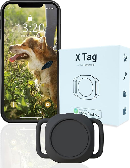 Dog Tracker, Smart Dog Collar with Real-time Pet Location, Cat Tracker Collar (iOS Only), No Monthly Fee & Long Battery Life, Works with Find My, Ideal for Dog/Cat (Black)