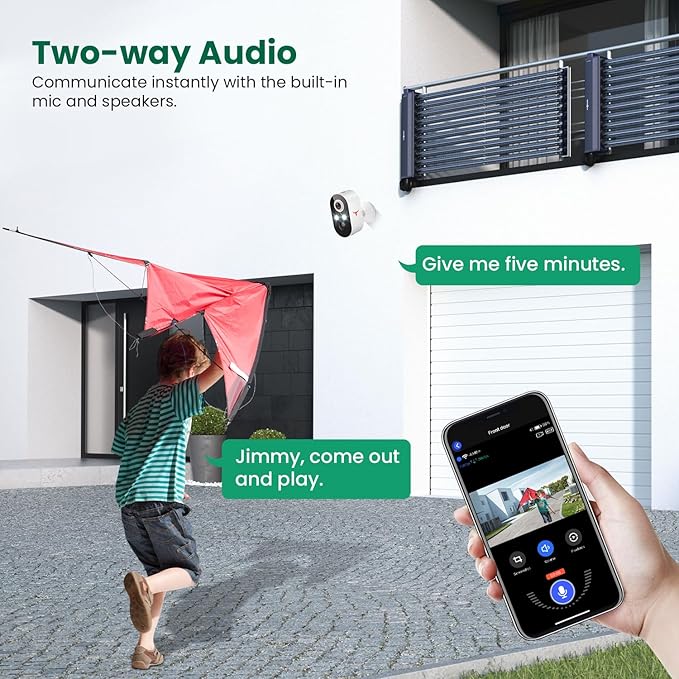 1080p Wireless Security Camera with AI Human Detection, Night Vision, 2-Way Talk, Cloud Storage, 2.4G WiFi, Battery Camera for Home Security (2 Spotlights)