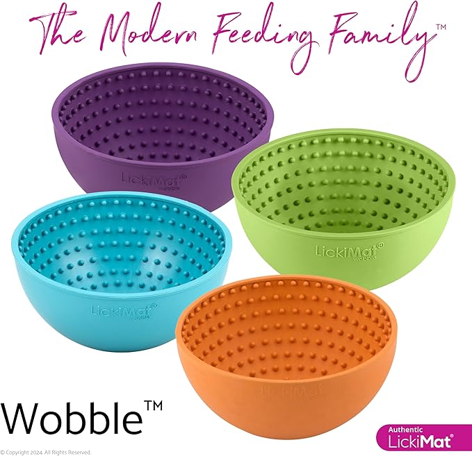 LickiMat Wobble, Dog Slow Feeder Bowl Lick Mat, Boredom Anxiety Reducer; Perfect for Food, Treats, Yogurt, or Peanut Butter. Fun Alternative to a Slow Feed Dog Bowl, Orange