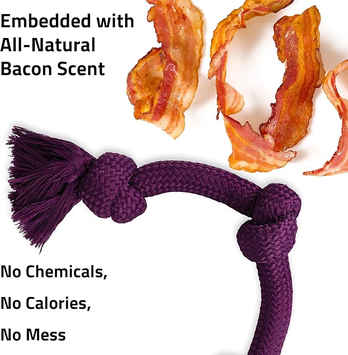 Playology Rope Toys for Dogs | Tug of War Dog Toy for Aggressive Chewers | Bacon Scented Dog Toys | Jumbo Rope Toy for Interactive Play