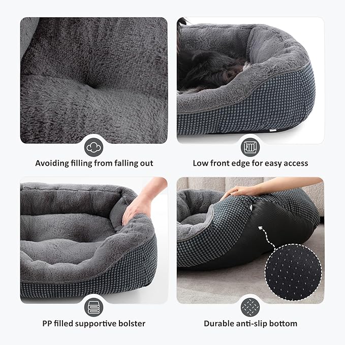 INVENHO Dog Beds for Small Medium Dogs Washable, Calming Orthopedic Warming Soft Calming Sleeping Durable Pet Bed with Anti-Slip Bottom