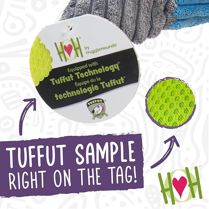 HuggleHounds Knottie Plush Dog Toy - Dog Stuffed Animal Toy, Puppy Toys, Squeaky Dog Toy for Small, Medium & Large Dogs, Durable Plush to Keep Them Busy - Angus Cow, Small