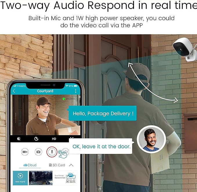 Indoor Cameras for Home Security with Color Night Vision & Siren, 2-Way Audio for Pet/Dog/Baby/Nanny, 2.4GHz WiFi Camera, Cloud & SD Card Storage