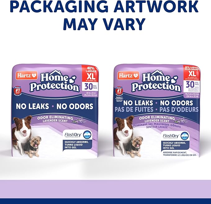 Hartz Home Protection Lavender Scented USA Made Dog Pads, XL 60 Count, Super Absorbent & Won't Leak, Odor Eliminating